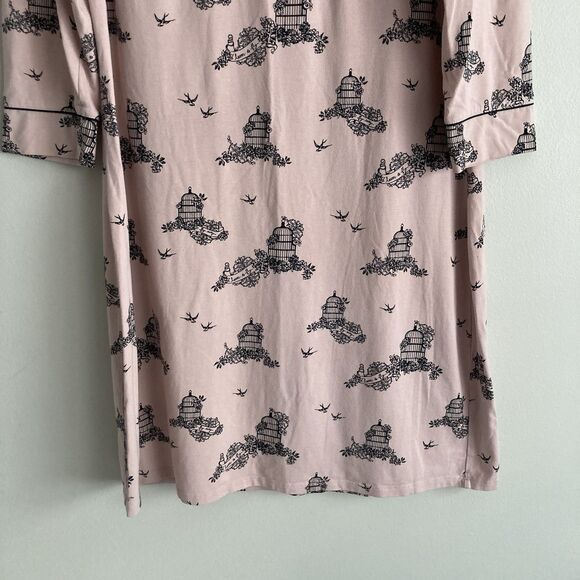 Soma Pink Birdcage Print 3/4 Sleeve Pajamas Nightgown Nightshirt Size Medium - Picture 6 of 10